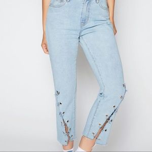 Kendall & Kylie Ringmaster Denim Grommet Mom Jeans
